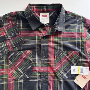 New Levi's Black Green Blue Red Malden Christmas Plaid Long Sleeve Mens‎ M